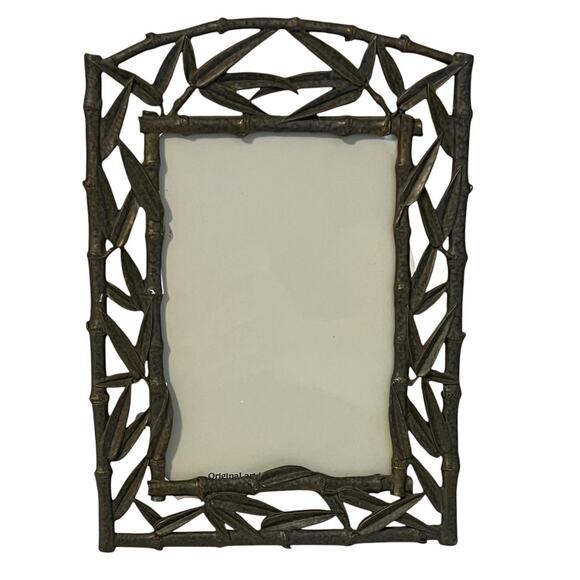 Vintage Faux Bamboo Cast Metal Picture Frame Dark Gray Metal Made in Taiwan ROC - Picture 1 of 10